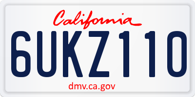 CA license plate 6UKZ110