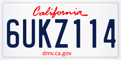 CA license plate 6UKZ114