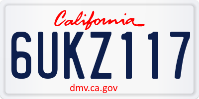 CA license plate 6UKZ117