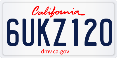 CA license plate 6UKZ120