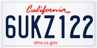 CA license plate 6UKZ122