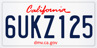 CA license plate 6UKZ125