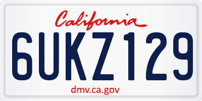 CA license plate 6UKZ129