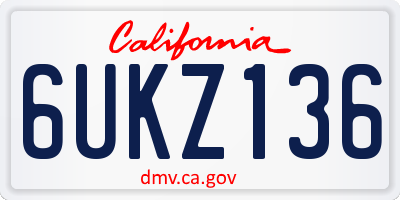 CA license plate 6UKZ136