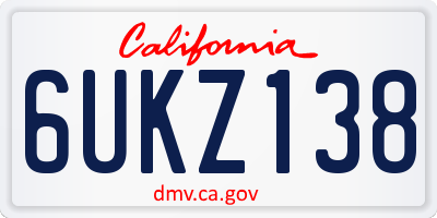 CA license plate 6UKZ138