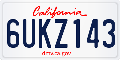 CA license plate 6UKZ143