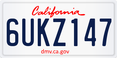 CA license plate 6UKZ147