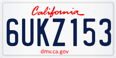 CA license plate 6UKZ153