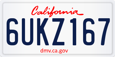 CA license plate 6UKZ167