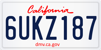 CA license plate 6UKZ187