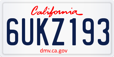 CA license plate 6UKZ193