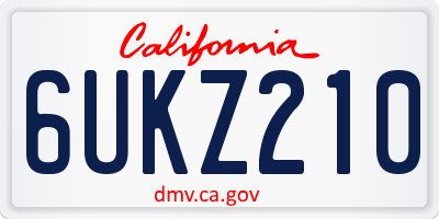 CA license plate 6UKZ210