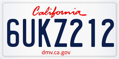 CA license plate 6UKZ212