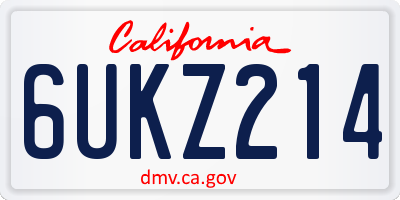 CA license plate 6UKZ214