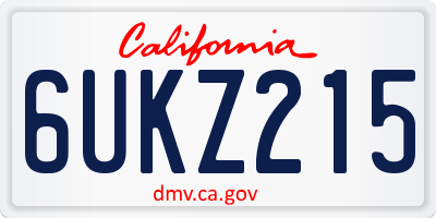 CA license plate 6UKZ215