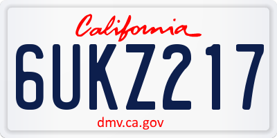CA license plate 6UKZ217