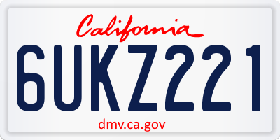 CA license plate 6UKZ221