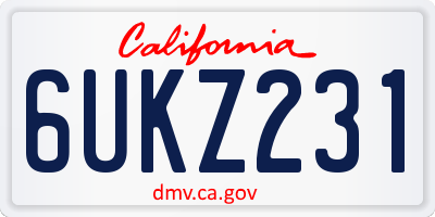 CA license plate 6UKZ231