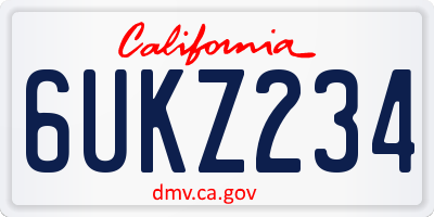 CA license plate 6UKZ234