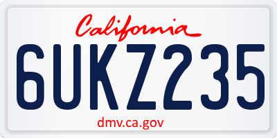 CA license plate 6UKZ235
