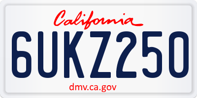CA license plate 6UKZ250