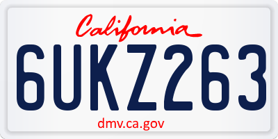 CA license plate 6UKZ263