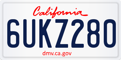 CA license plate 6UKZ280