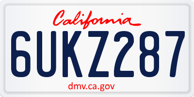 CA license plate 6UKZ287