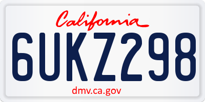 CA license plate 6UKZ298
