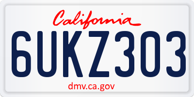 CA license plate 6UKZ303