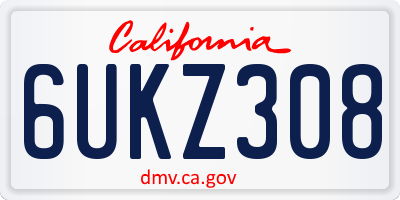 CA license plate 6UKZ308
