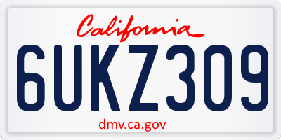 CA license plate 6UKZ309