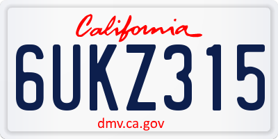 CA license plate 6UKZ315