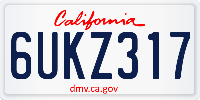 CA license plate 6UKZ317