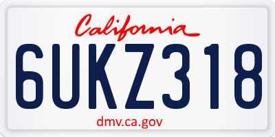 CA license plate 6UKZ318