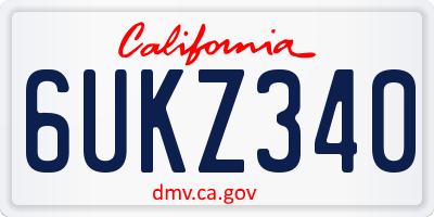 CA license plate 6UKZ340