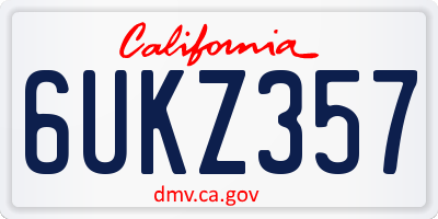 CA license plate 6UKZ357