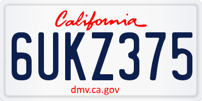 CA license plate 6UKZ375