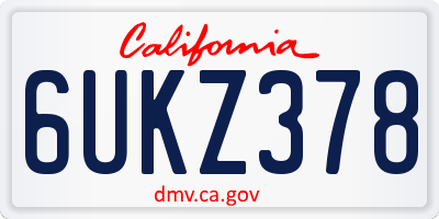 CA license plate 6UKZ378