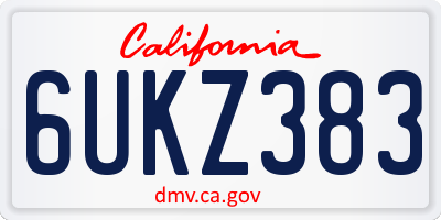 CA license plate 6UKZ383