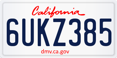 CA license plate 6UKZ385