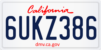 CA license plate 6UKZ386