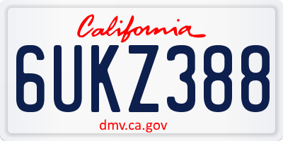 CA license plate 6UKZ388