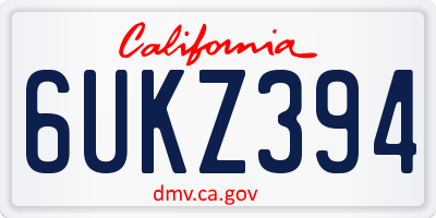 CA license plate 6UKZ394