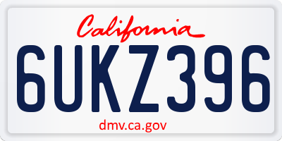 CA license plate 6UKZ396