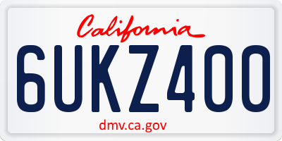 CA license plate 6UKZ400