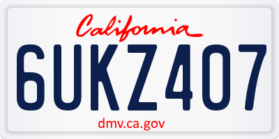 CA license plate 6UKZ407