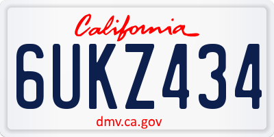 CA license plate 6UKZ434