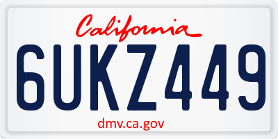 CA license plate 6UKZ449