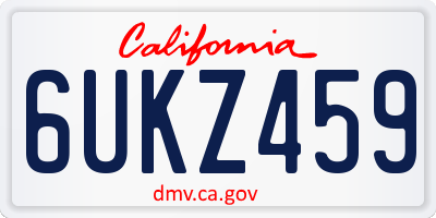 CA license plate 6UKZ459